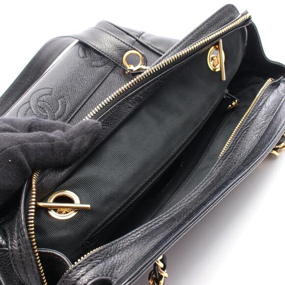 CHANEL Triple Coco Mark Shoulder Bag Black Calfskin Leather - Picture 6 of 8